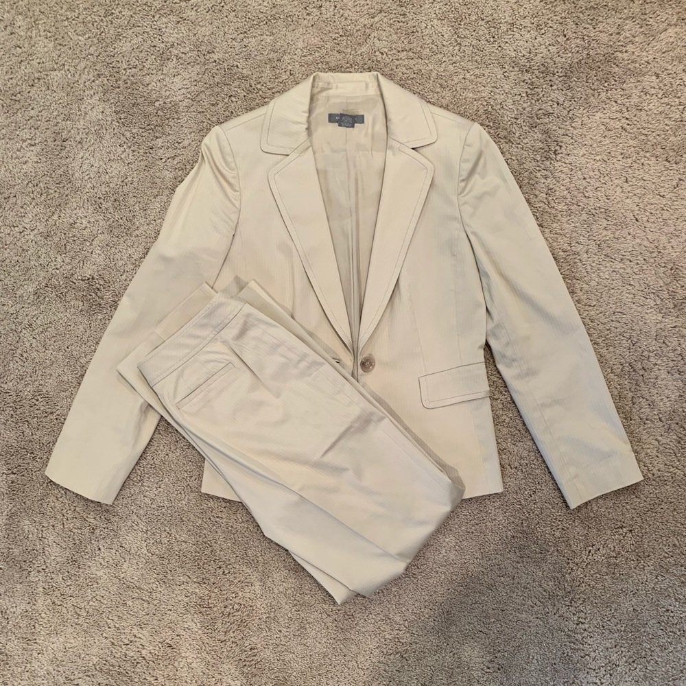 Ann Taylor Cream Pinstripe Suit